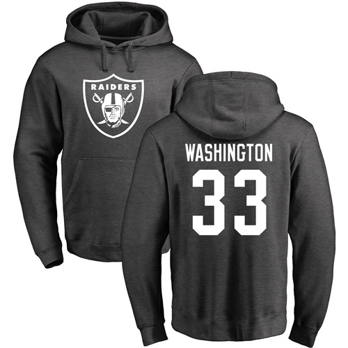 Men Oakland Raiders Ash DeAndre Washington One Color NFL Football 33 Pullover Hoodie Sweatshirts